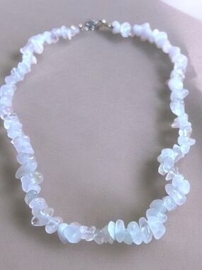 Rose Quartz Chip Necklace - Soft Pink Women’s Jewelry
